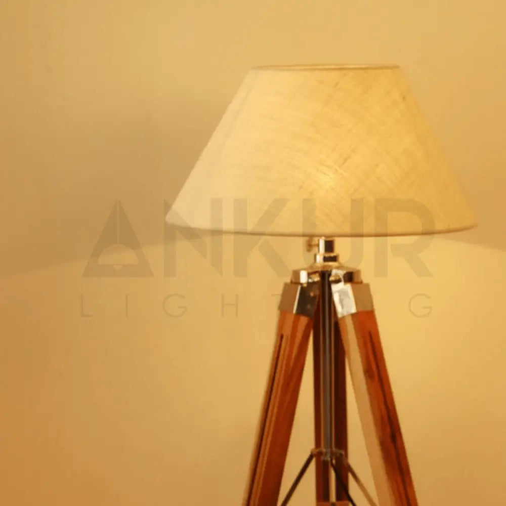 ANKUR TRIPOD WOODEN AND SHADE FLOOR LAMP - Ankur Lighting