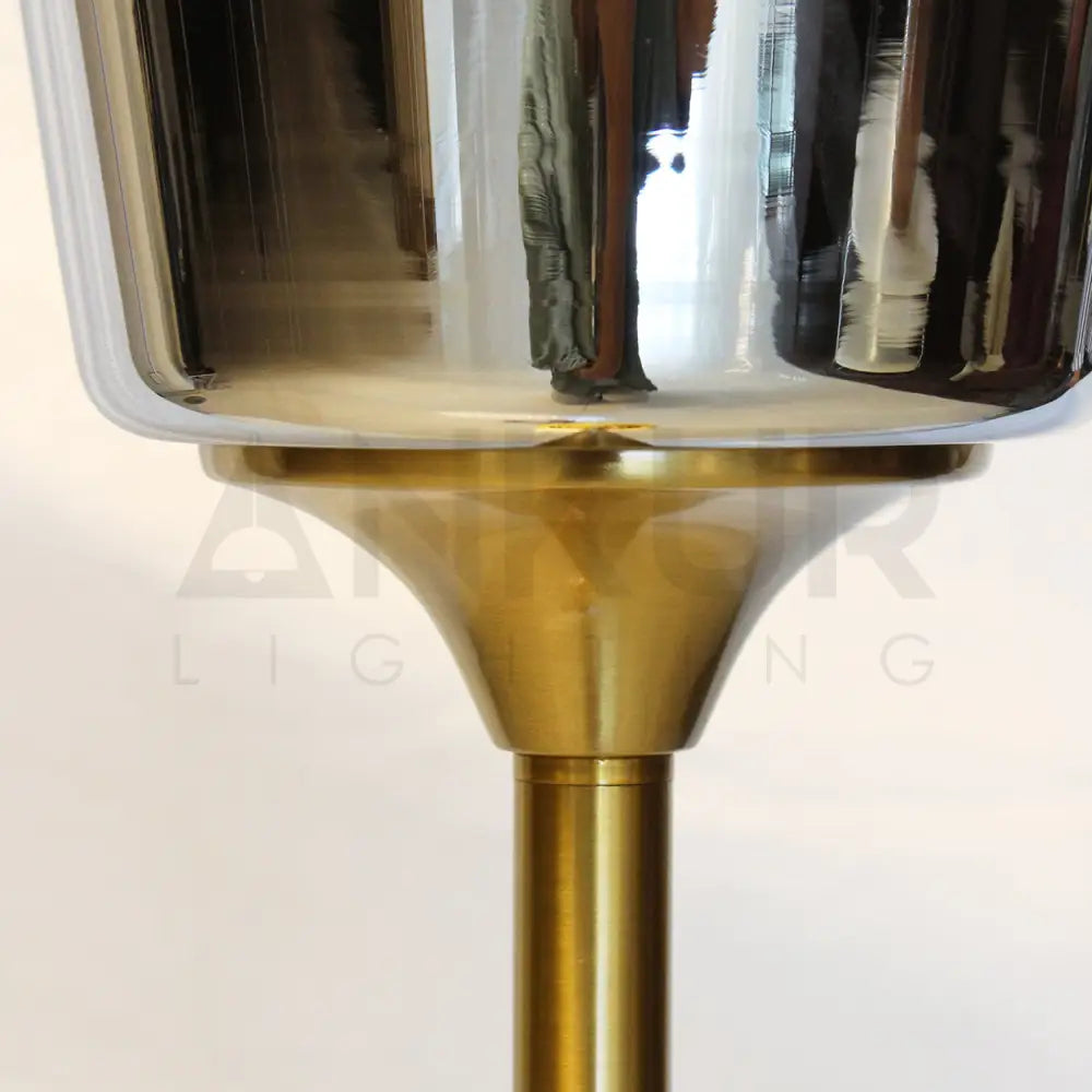 ANKUR TROPH SMOKE GREY GLASS AND METAL FLOOR STANDING LAMP Floor Lamp