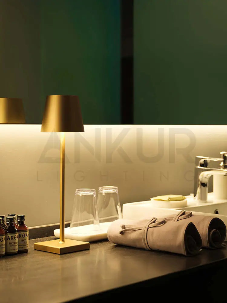 ANKUR UNPLUGGED SOLARA WIRELESS CHARGABLE TABLE LAMP Gold Table Lamp