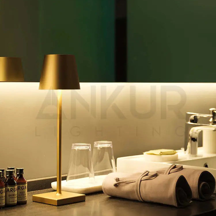 ANKUR UNPLUGGED SOLARA WIRELESS CHARGABLE TABLE LAMP Gold Table Lamp