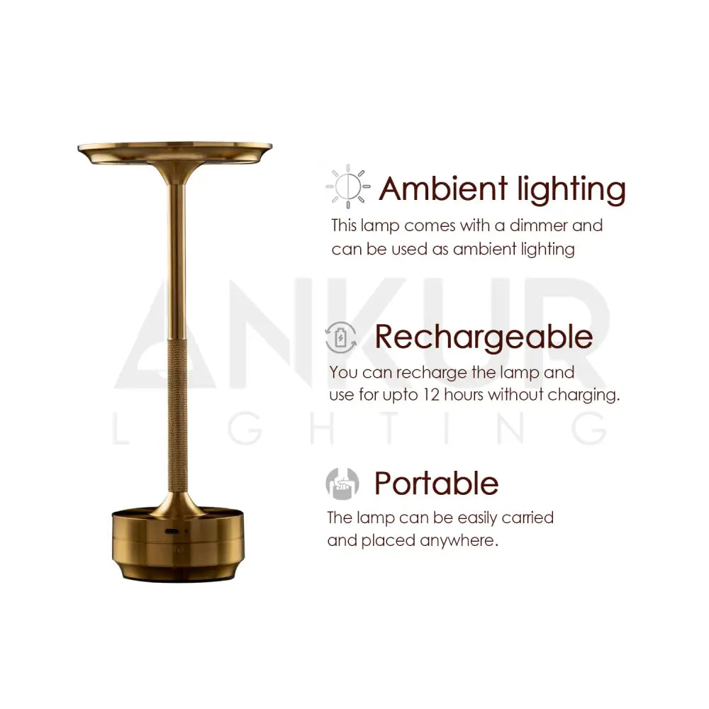 ANKUR UNPLUGGED VINTAGE RAY WIRELESS RECHARGABLE TABLE LAMP Table Lamp