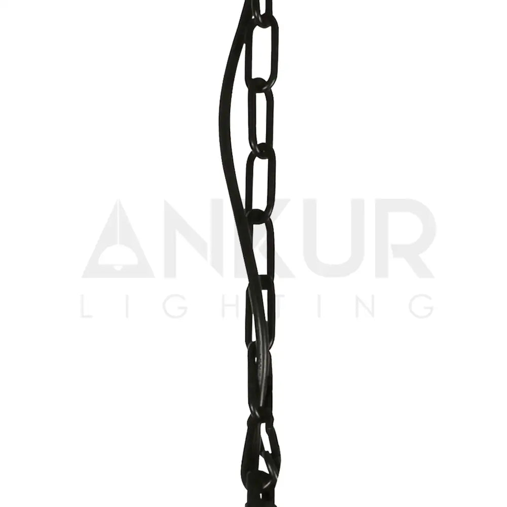 ANKUR UPTOWN 3 LIGHT BLACK METAL CAGE WITH AMBER/CHAMPAGNE GLASS CHANDELIER - Ankur Lighting