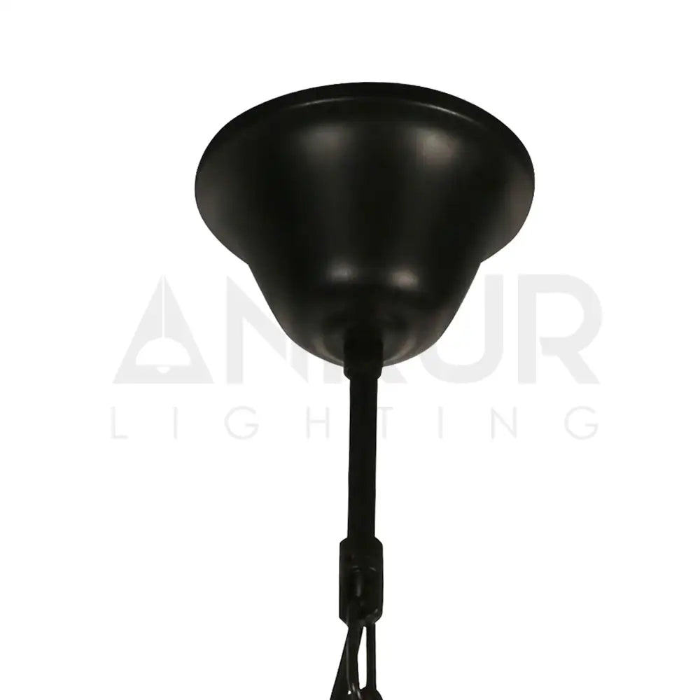ANKUR UPTOWN 3 LIGHT BLACK METAL CAGE WITH AMBER/CHAMPAGNE GLASS CHANDELIER - Ankur Lighting