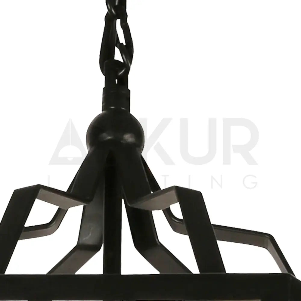 ANKUR UPTOWN 3 LIGHT BLACK METAL CAGE WITH AMBER/CHAMPAGNE GLASS CHANDELIER - Ankur Lighting