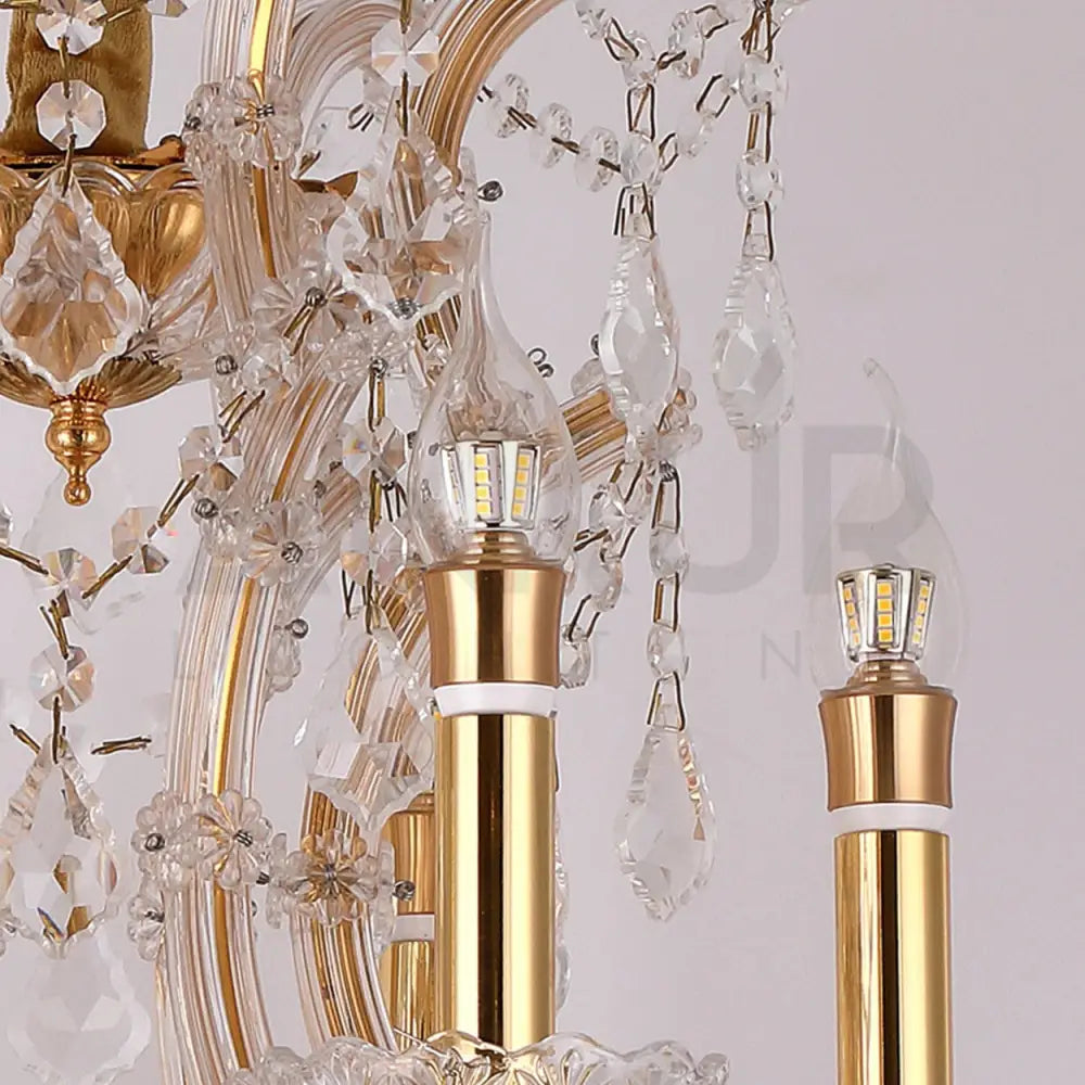 ANKUR VEGAS 6 LIGHT GOLDEN ARMS CRYSTAL CHANDELIER - Ankur Lighting