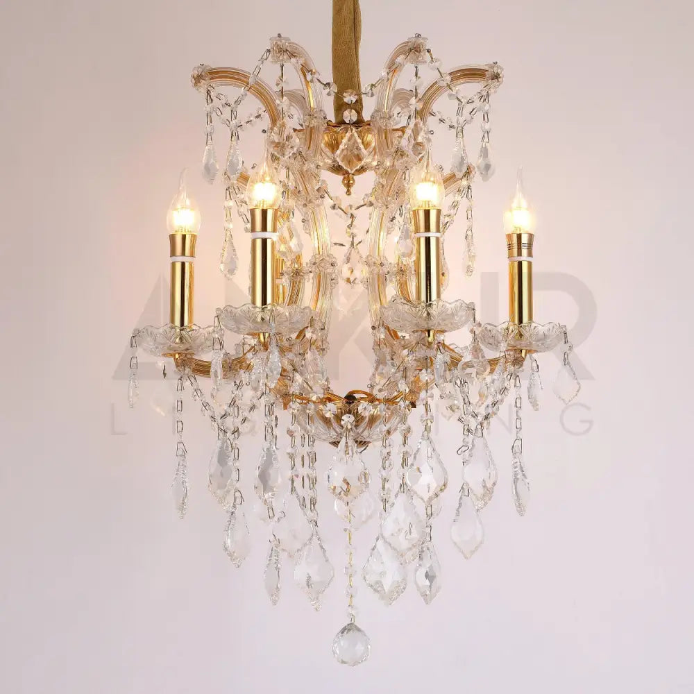 ANKUR VEGAS 6 LIGHT GOLDEN ARMS CRYSTAL CHANDELIER - Ankur Lighting
