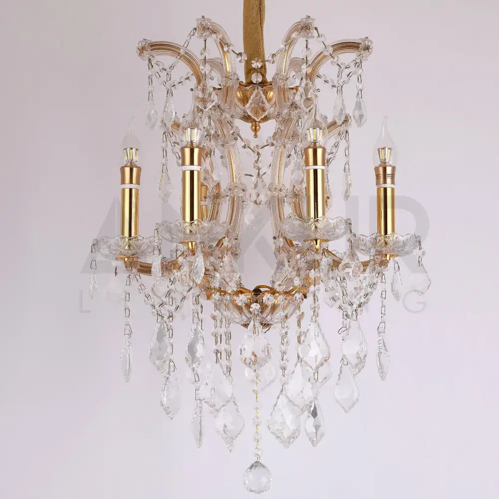 ANKUR VEGAS 6 LIGHT GOLDEN ARMS CRYSTAL CHANDELIER - Ankur Lighting