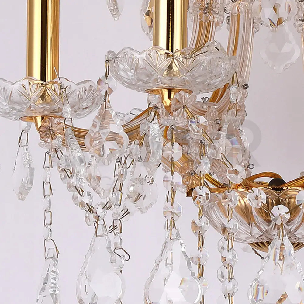 ANKUR VEGAS 6 LIGHT GOLDEN ARMS CRYSTAL CHANDELIER - Ankur Lighting