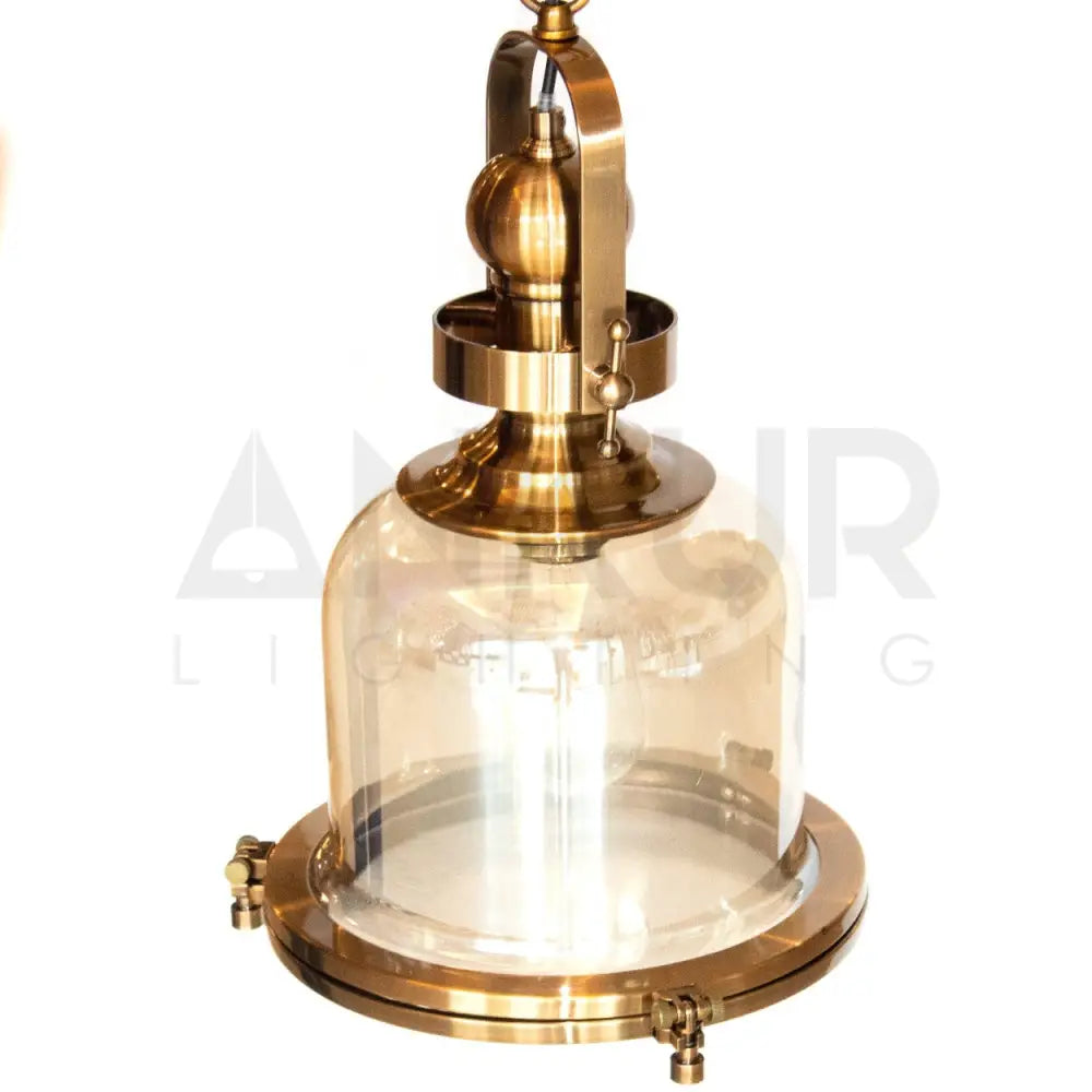 ANTIQUE BRASS GLASS CYLINDER HANGING LIGHT - Ankur Lighting