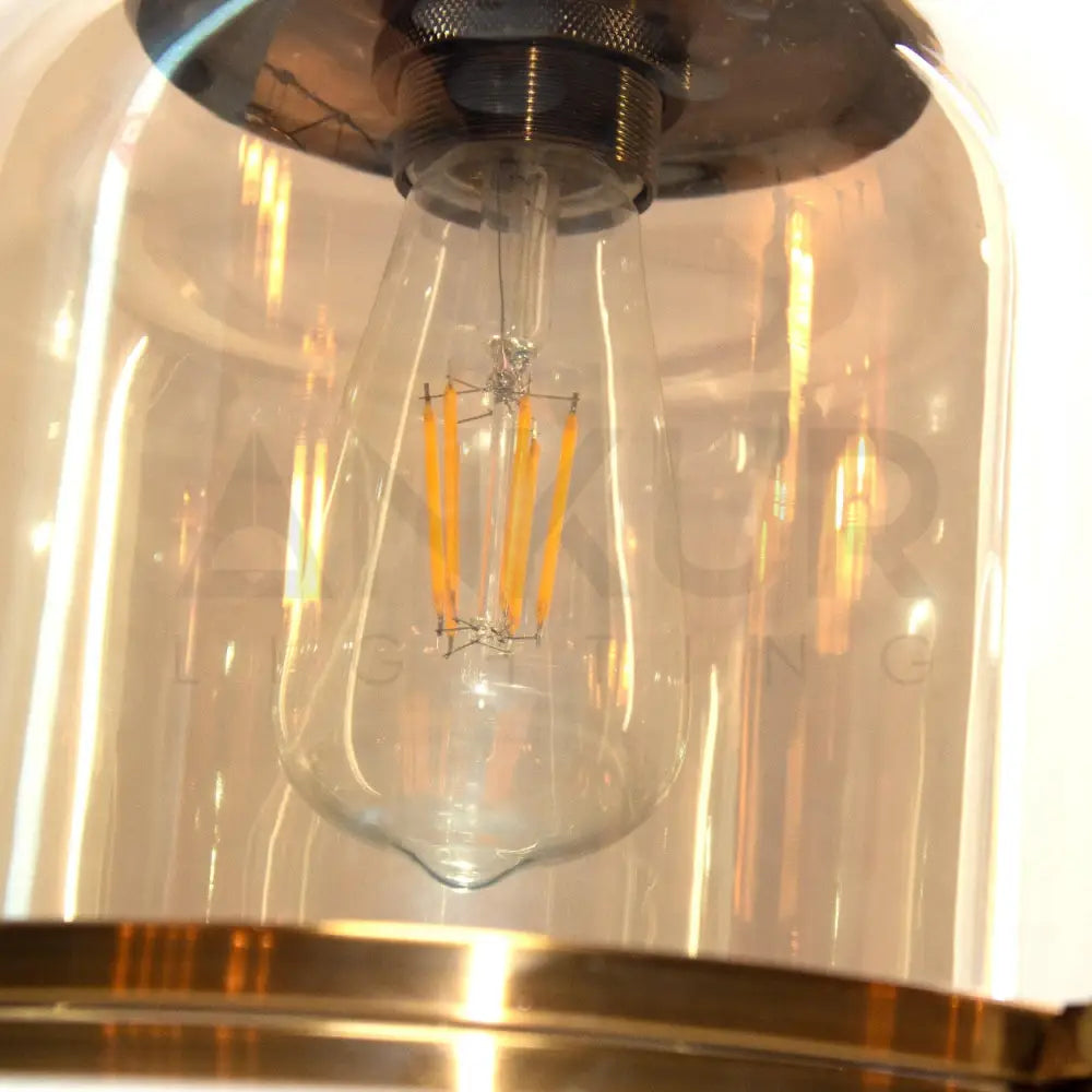 ANTIQUE BRASS GLASS CYLINDER HANGING LIGHT - Ankur Lighting