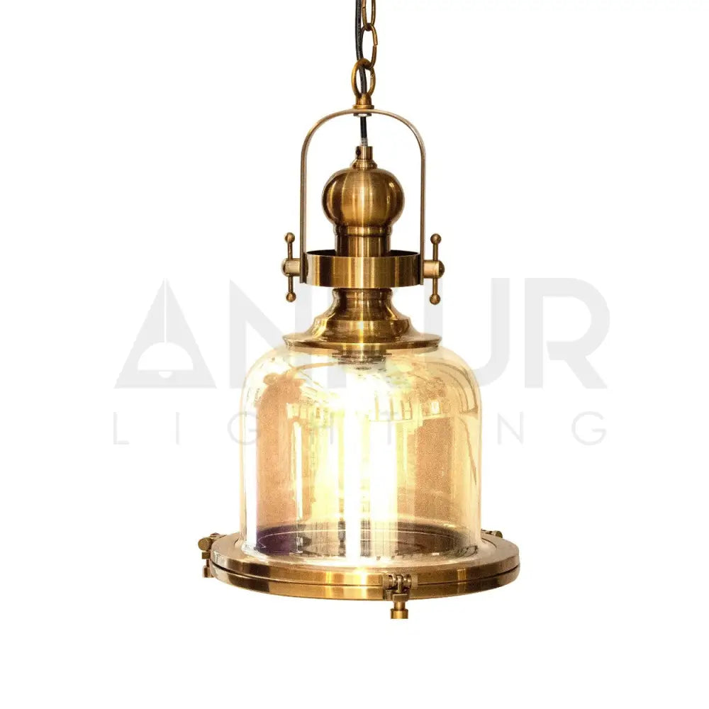 ANTIQUE BRASS GLASS CYLINDER HANGING LIGHT - Ankur Lighting