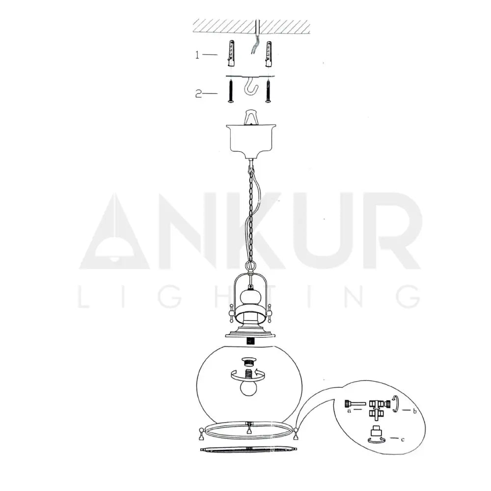 ANTIQUE BRASS GLASS GLOBE HANGING LIGHT - Ankur Lighting