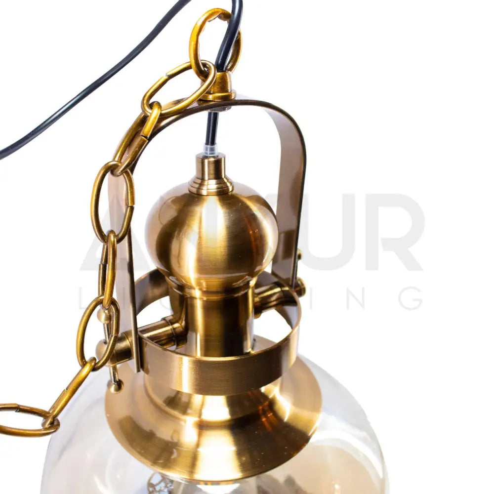 ANTIQUE BRASS GLASS GLOBE HANGING LIGHT - Ankur Lighting