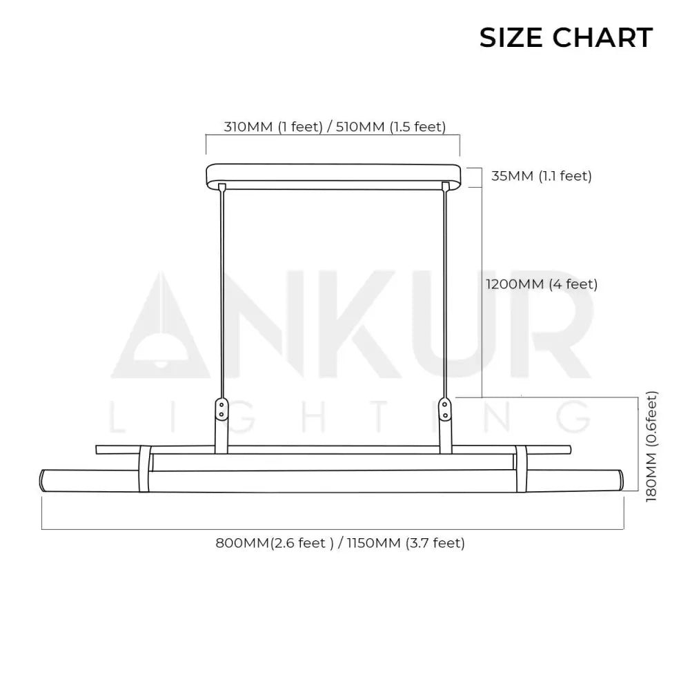 ANNA LINEAR LED TUBE WITH LEATHER HANGING LIGHT - Ankur Lighting