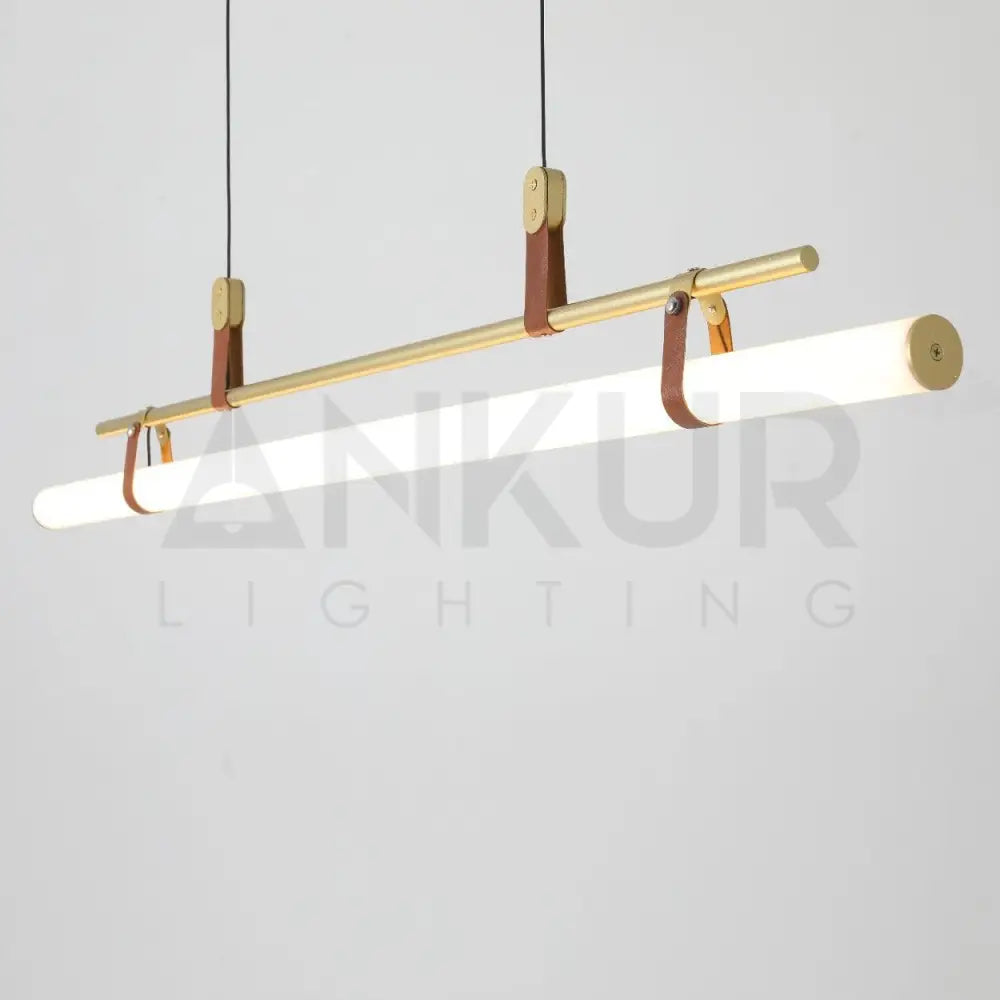 ANNA LINEAR LED TUBE WITH LEATHER HANGING LIGHT - Ankur Lighting