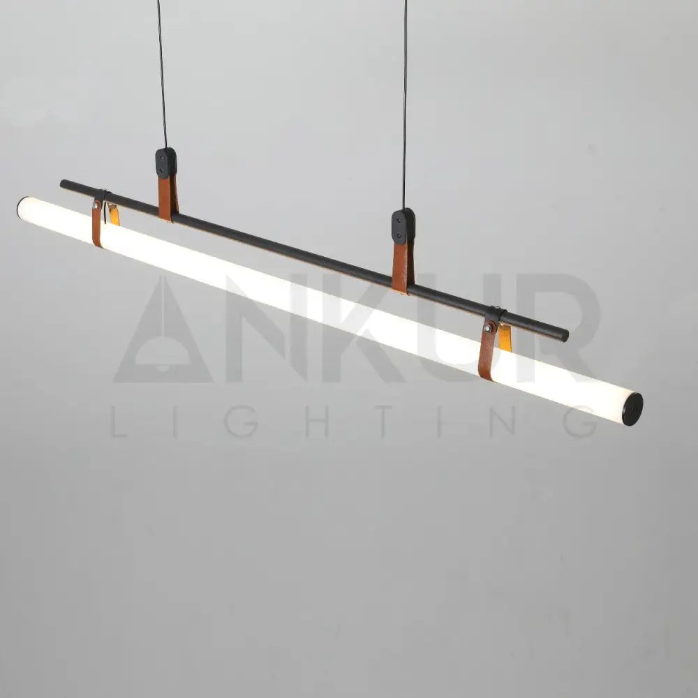 ANNA LINEAR LED TUBE WITH LEATHER HANGING LIGHT - Ankur Lighting