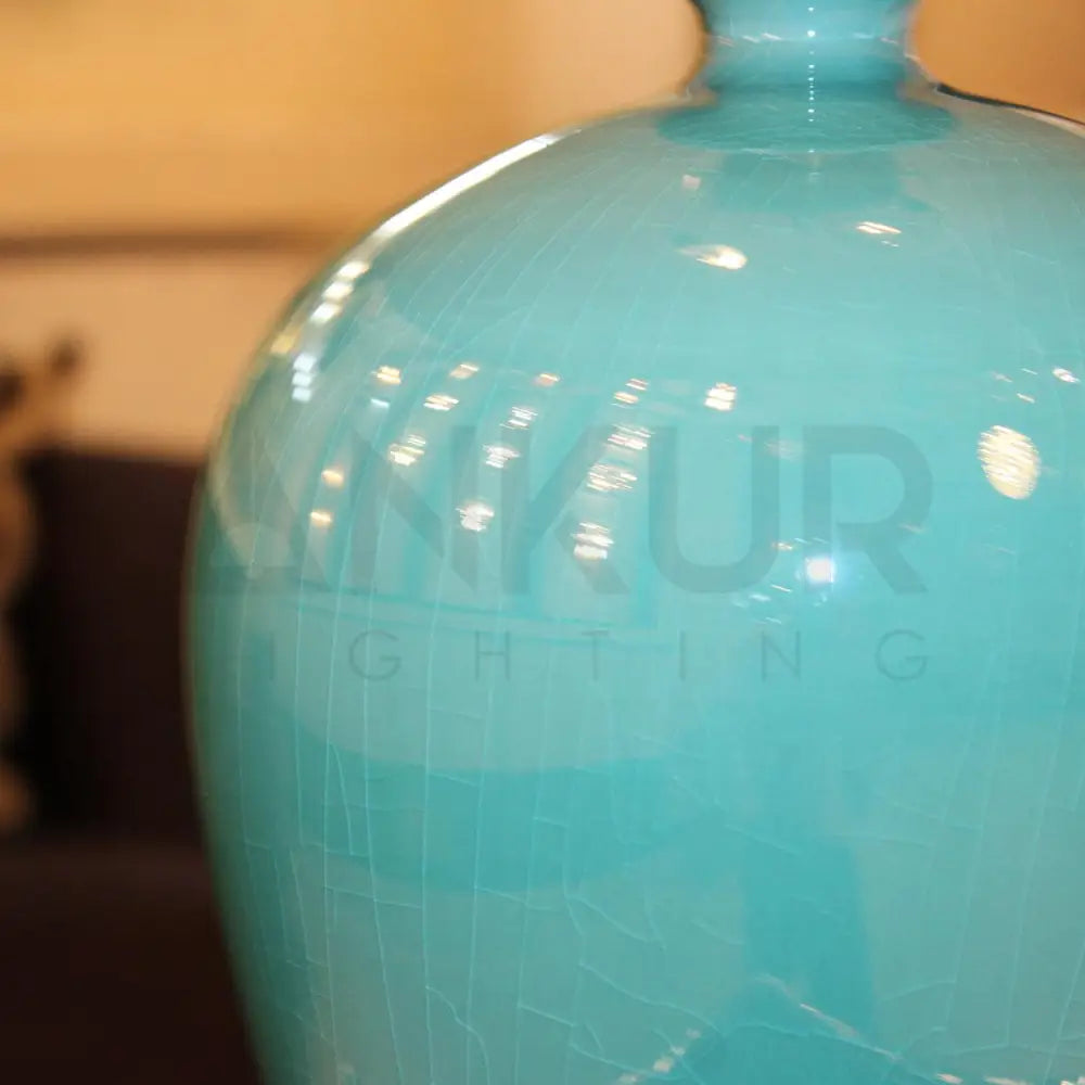 AQUA CERAMIC BEDSIDE TABLE LAMP - Ankur Lighting