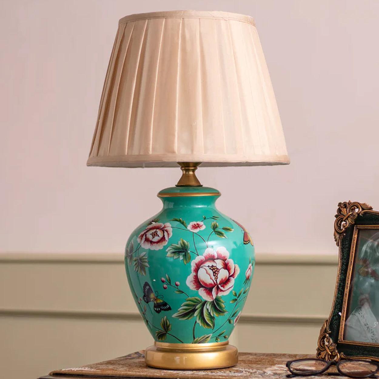 BLOOM CERAMIC BEDSIDE TABLE LAMP - Ankur Lighting