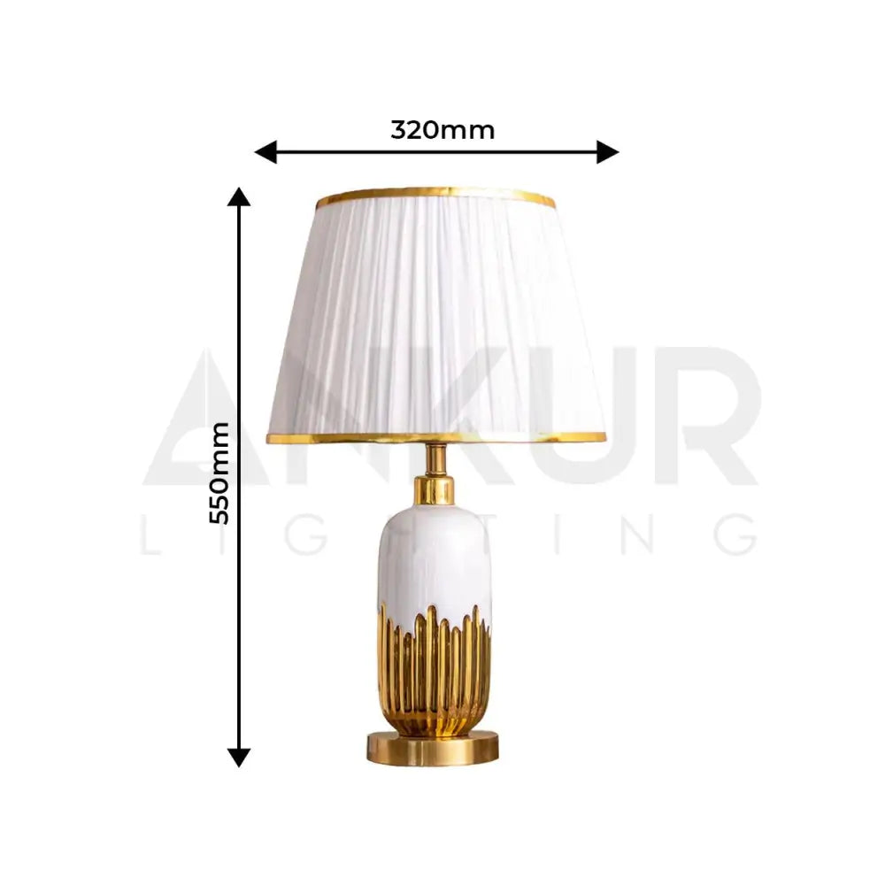 CAPSULE GOLD AND WHITE CERAMIC TABLE LAMP BEDSIDE LAMP - Ankur Lighting