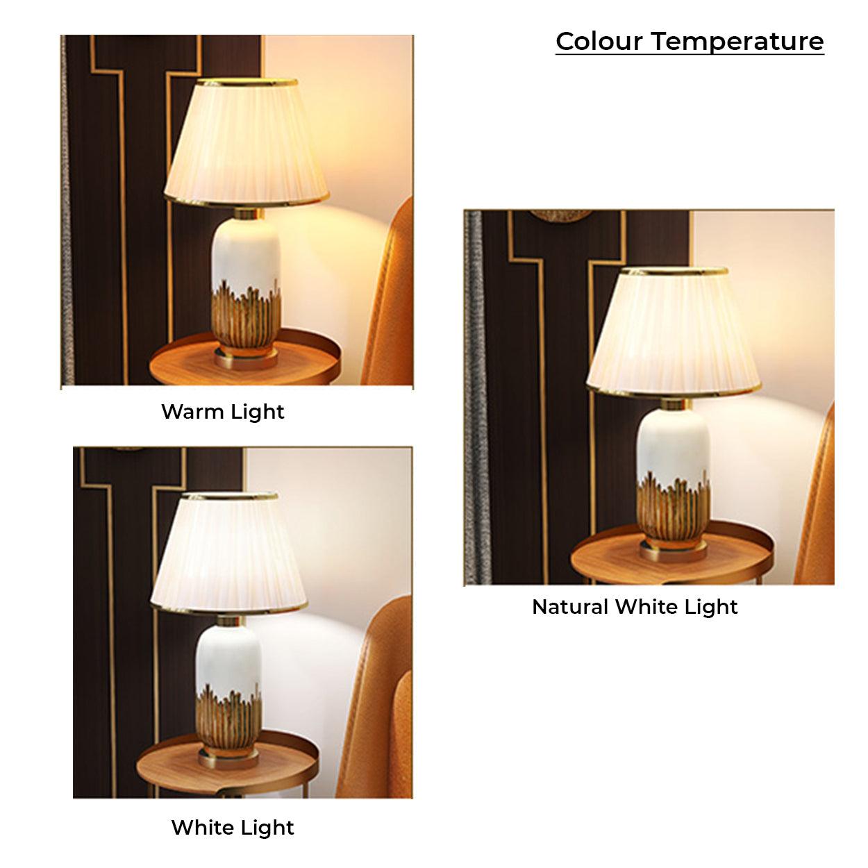 CAPSULE GOLD AND WHITE CERAMIC TABLE LAMP BEDSIDE LAMP - Ankur Lighting