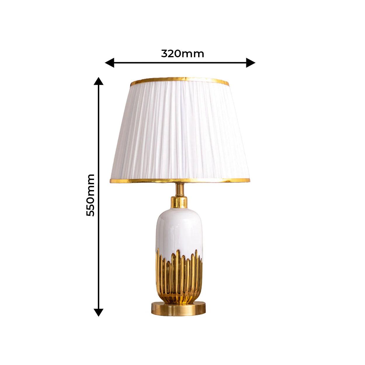 CAPSULE GOLD AND WHITE CERAMIC TABLE LAMP BEDSIDE LAMP - Ankur Lighting