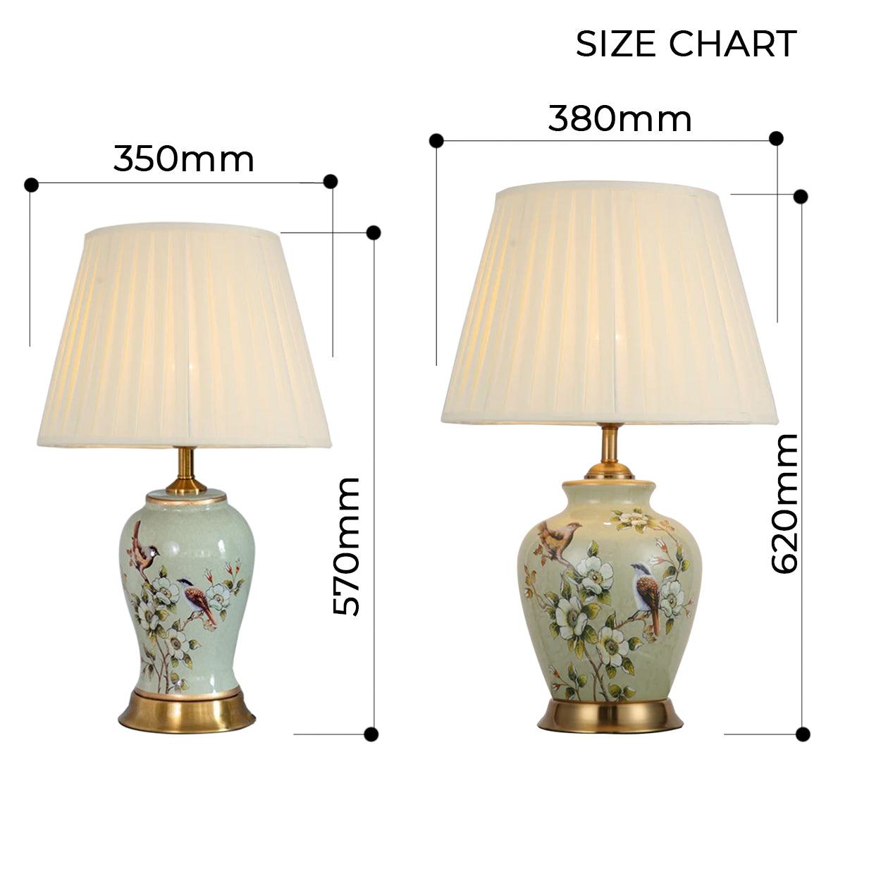 CHIRP FLORAL PATTERN CERAMIC TABLE LAMP SLIM AND FAT - Ankur Lighting