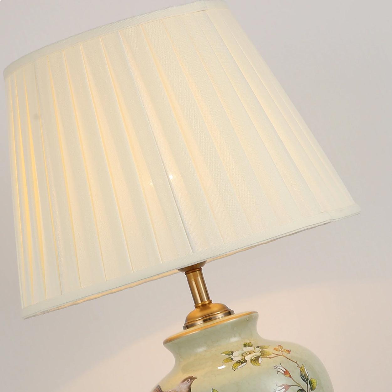 CHIRP FLORAL PATTERN CERAMIC TABLE LAMP SLIM AND FAT - Ankur Lighting