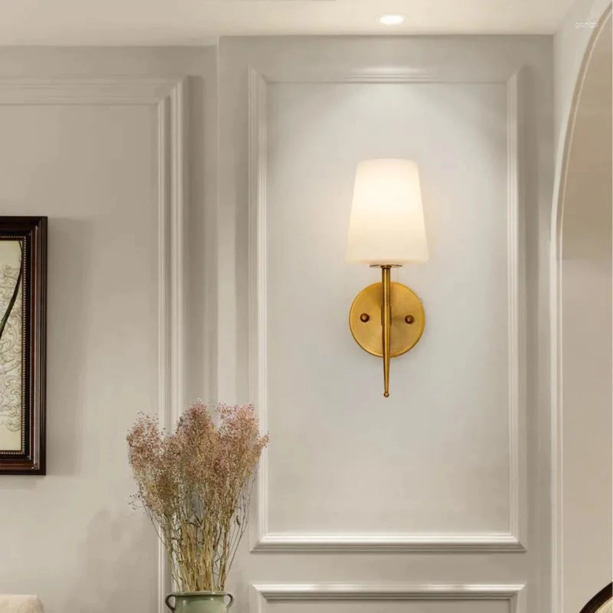 ANKUR GRACE ELEGANT WHITE GLASS AND METAL WALL LIGHT SINGLE AND DOUBLE LAMP OPTIONS