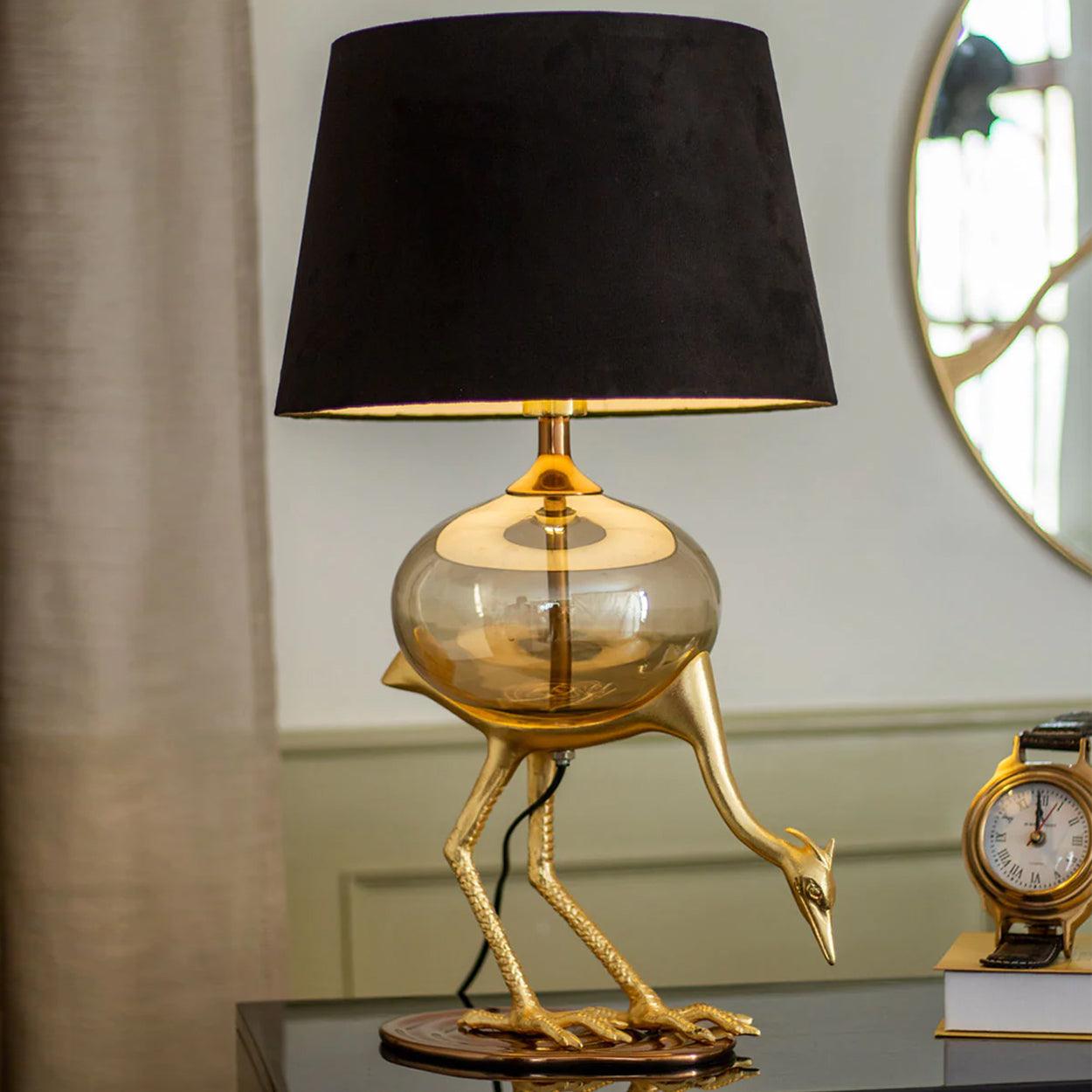 FLAMINGO HAND MADE GLASS AND METAL TABLE LAMP - Ankur Lighting