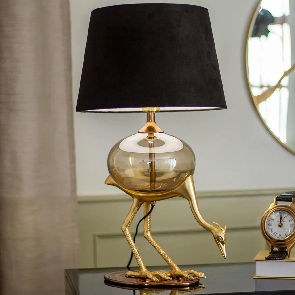 FLAMINGO HAND MADE GLASS AND METAL TABLE LAMP - Ankur Lighting