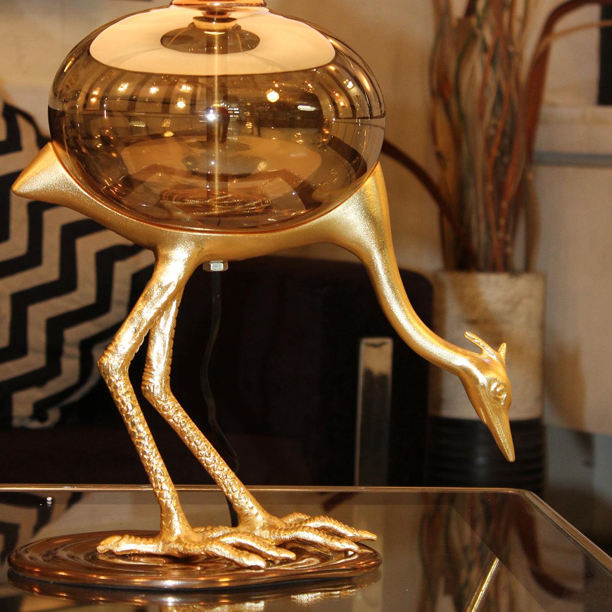 FLAMINGO HAND MADE GLASS AND METAL TABLE LAMP - Ankur Lighting