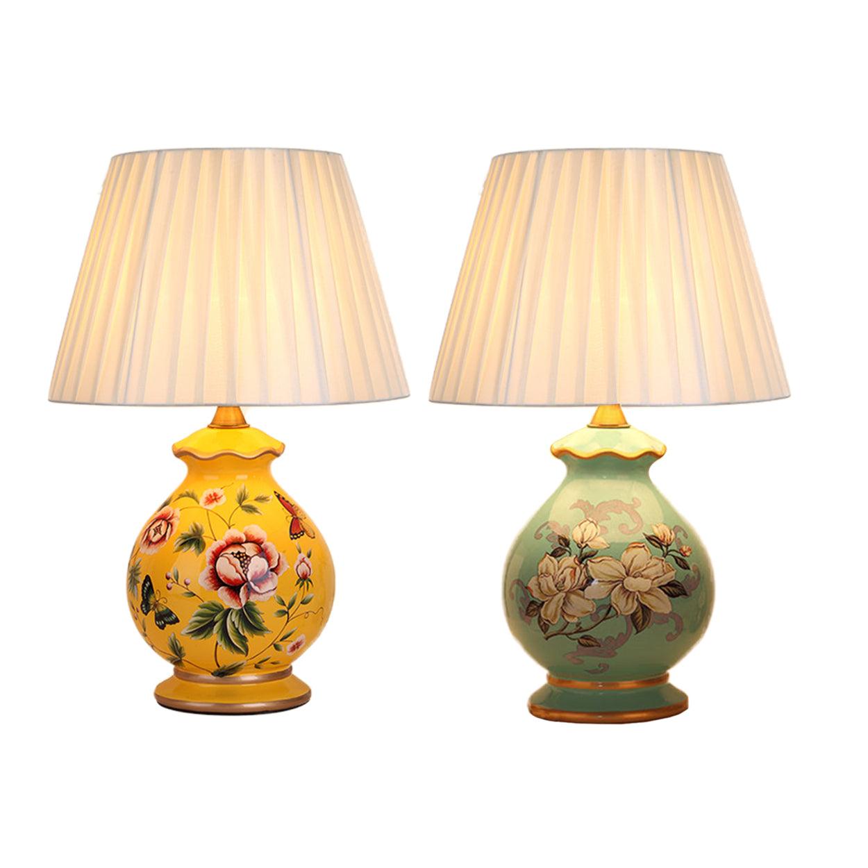 FLORA FLOWER PATTERN CERAMIC TABLE LAMP - Ankur Lighting