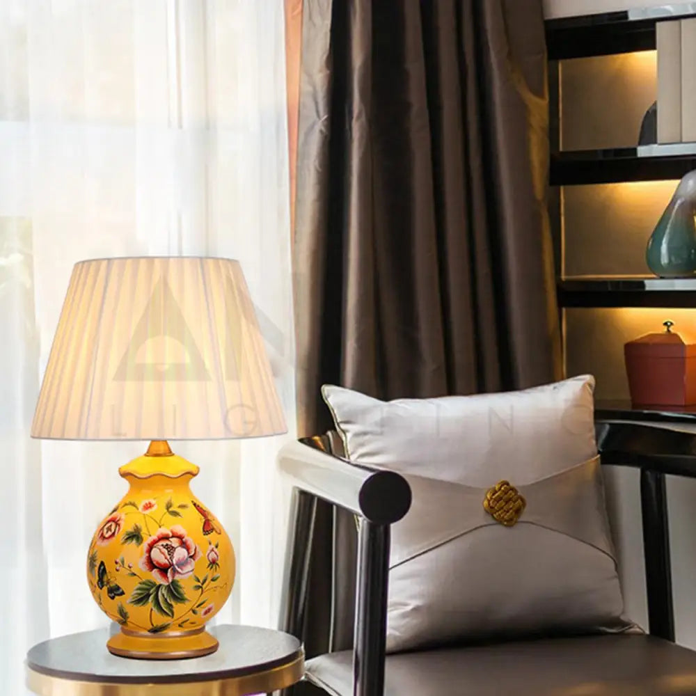 FLORA FLOWER PATTERN CERAMIC TABLE LAMP - Ankur Lighting