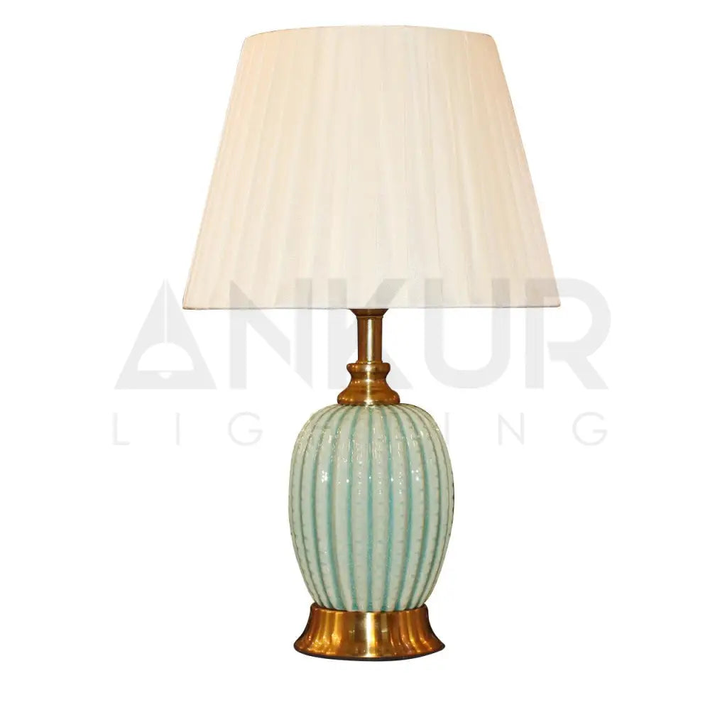 FLUTED CERAMIC BEDSIDE TABLE LAMP - Ankur Lighting