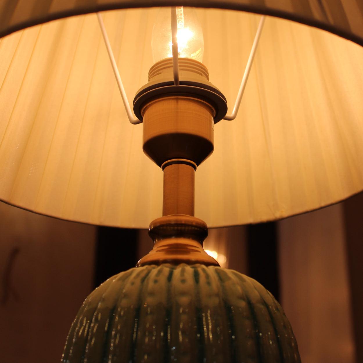 FLUTED CERAMIC BEDSIDE TABLE LAMP - Ankur Lighting