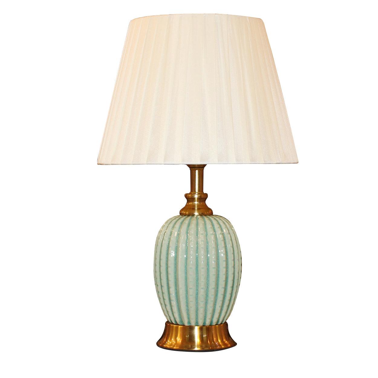 FLUTED CERAMIC BEDSIDE TABLE LAMP - Ankur Lighting