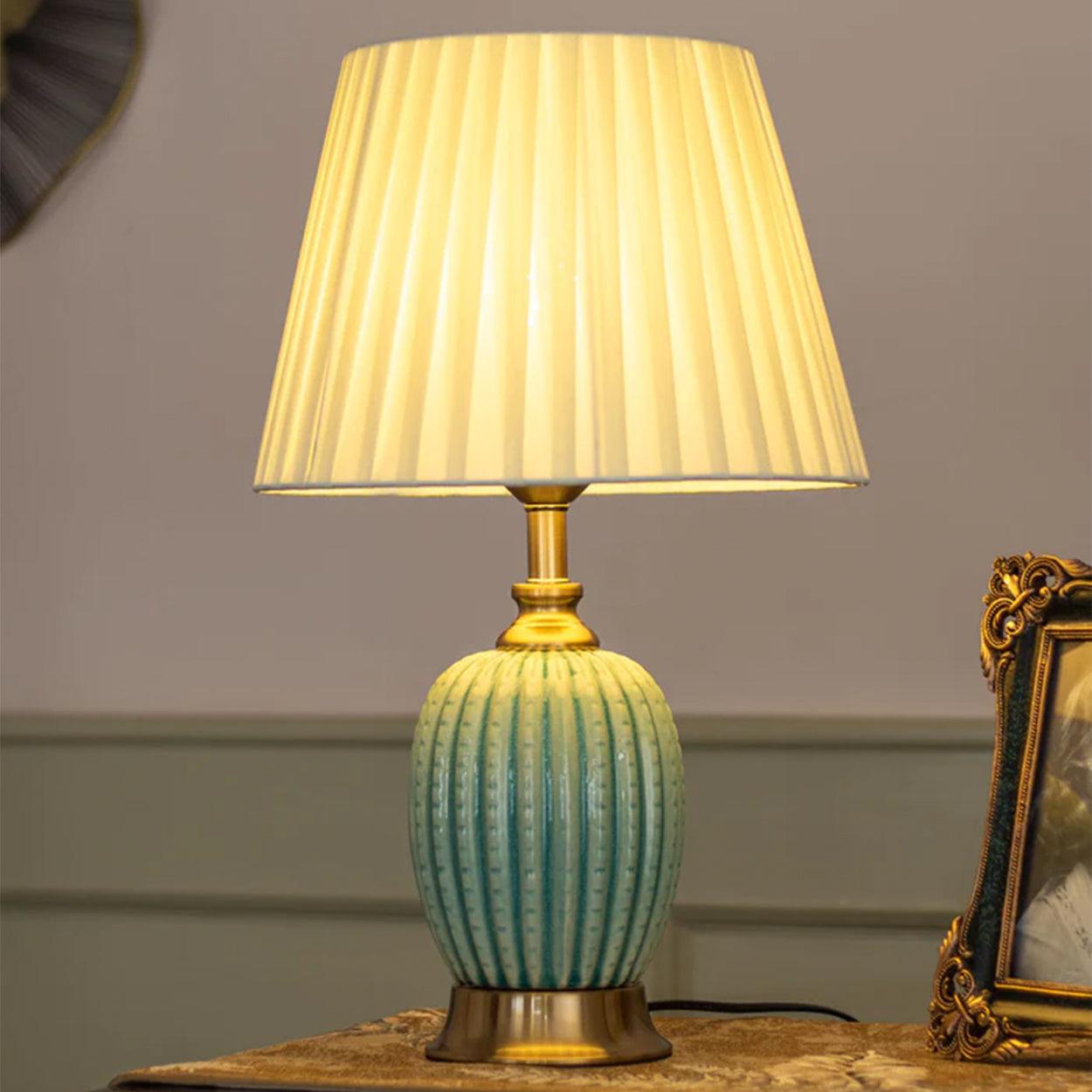 FLUTED CERAMIC BEDSIDE TABLE LAMP - Ankur Lighting