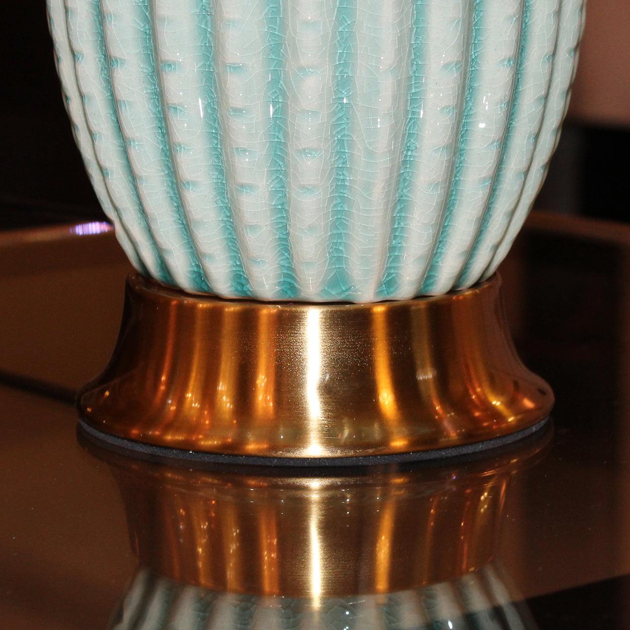 FLUTED CERAMIC BEDSIDE TABLE LAMP - Ankur Lighting