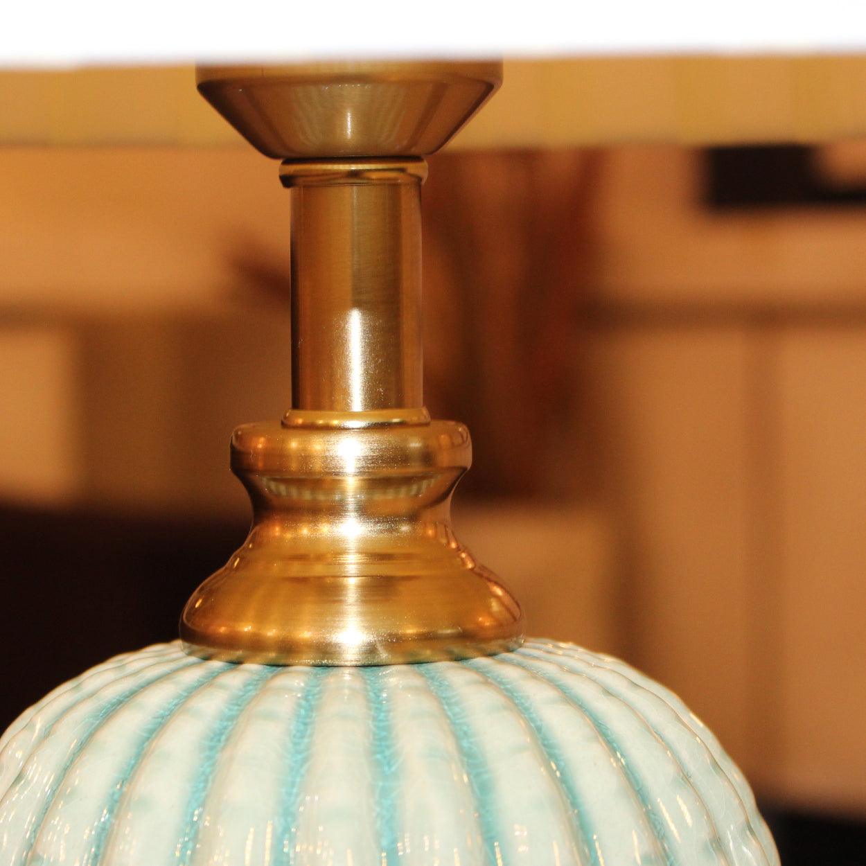 FLUTED CERAMIC BEDSIDE TABLE LAMP - Ankur Lighting