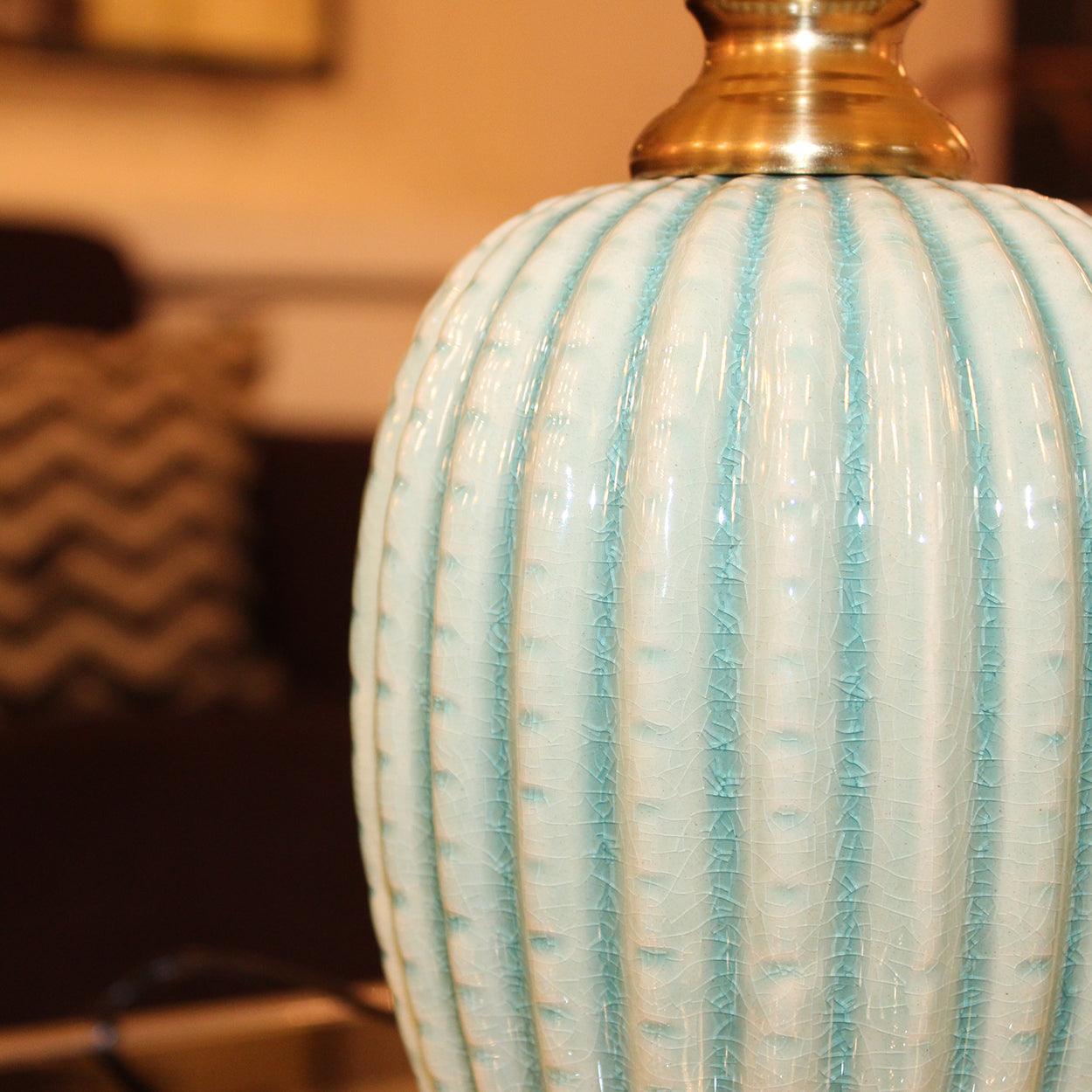 FLUTED CERAMIC BEDSIDE TABLE LAMP - Ankur Lighting