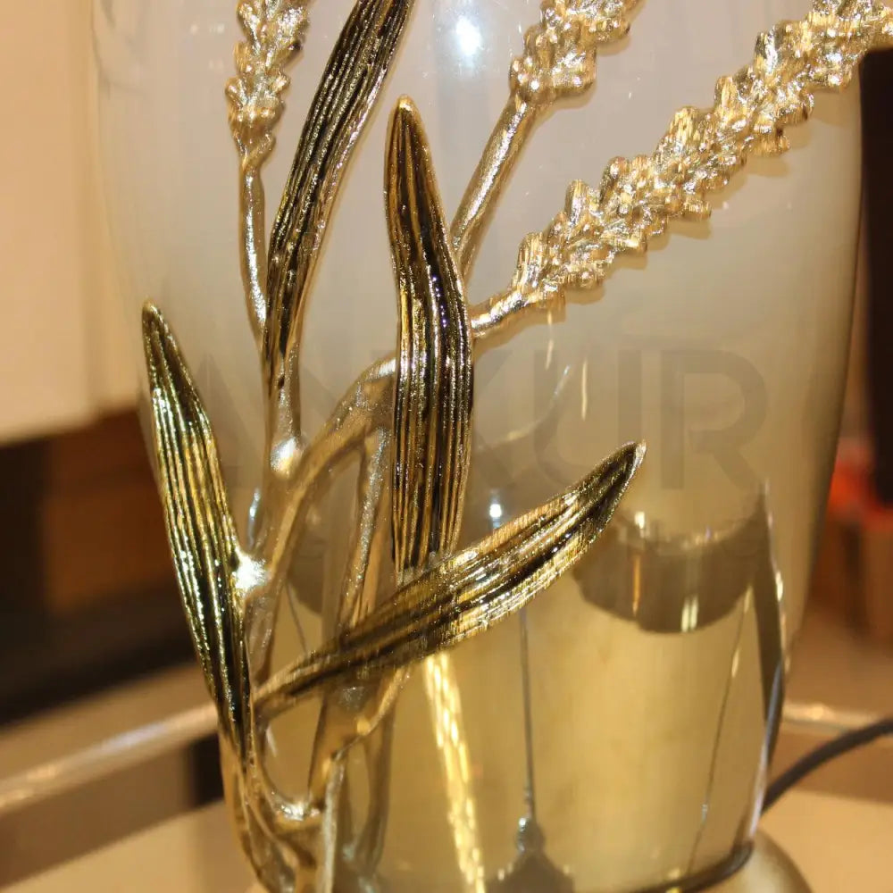 GILDA HANDMADE GLASS AND METAL BEDSIDE TABLE LAMP - Ankur Lighting