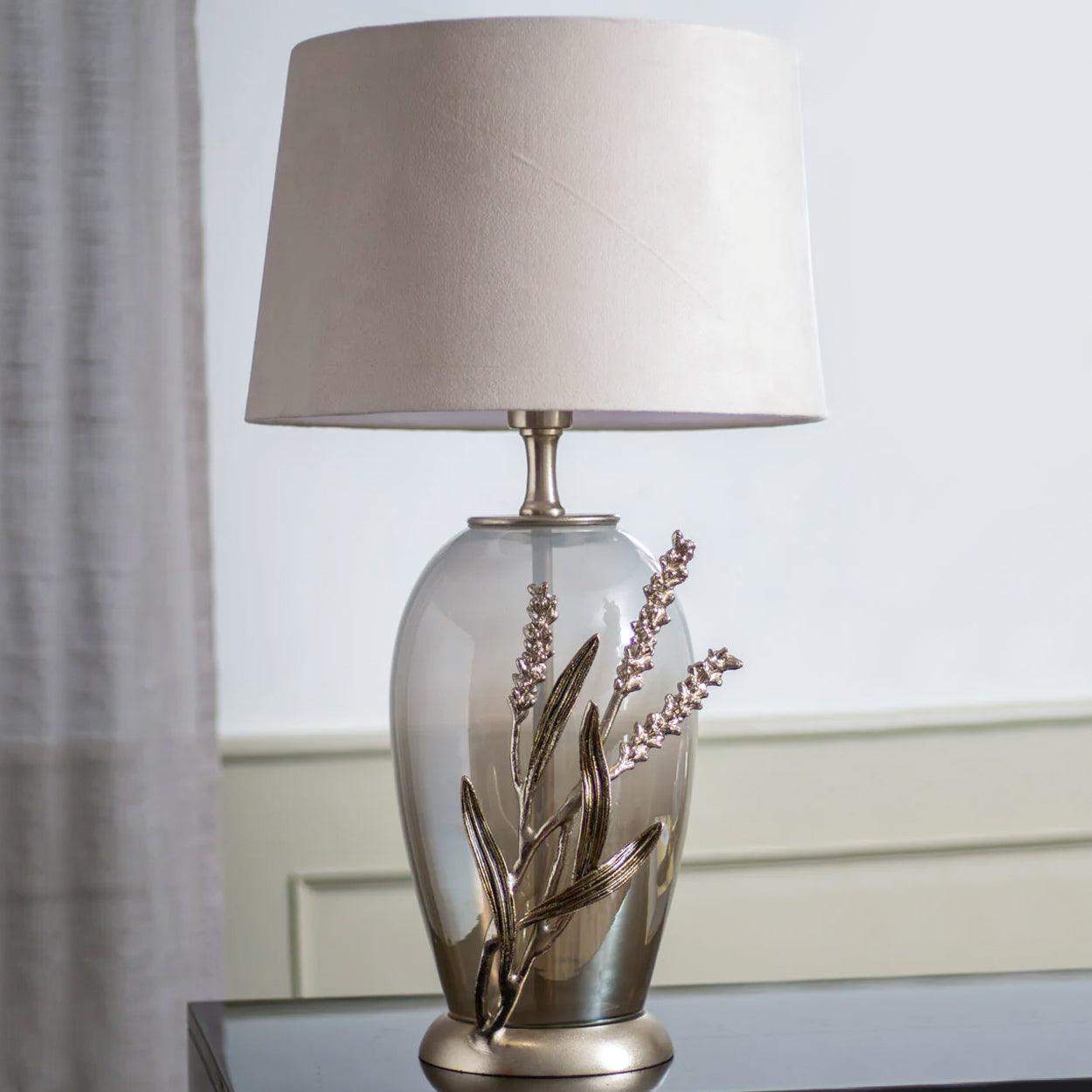 GILDA HANDMADE GLASS AND METAL BEDSIDE TABLE LAMP - Ankur Lighting