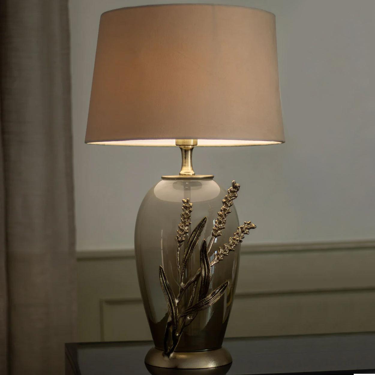 GILDA HANDMADE GLASS AND METAL BEDSIDE TABLE LAMP - Ankur Lighting