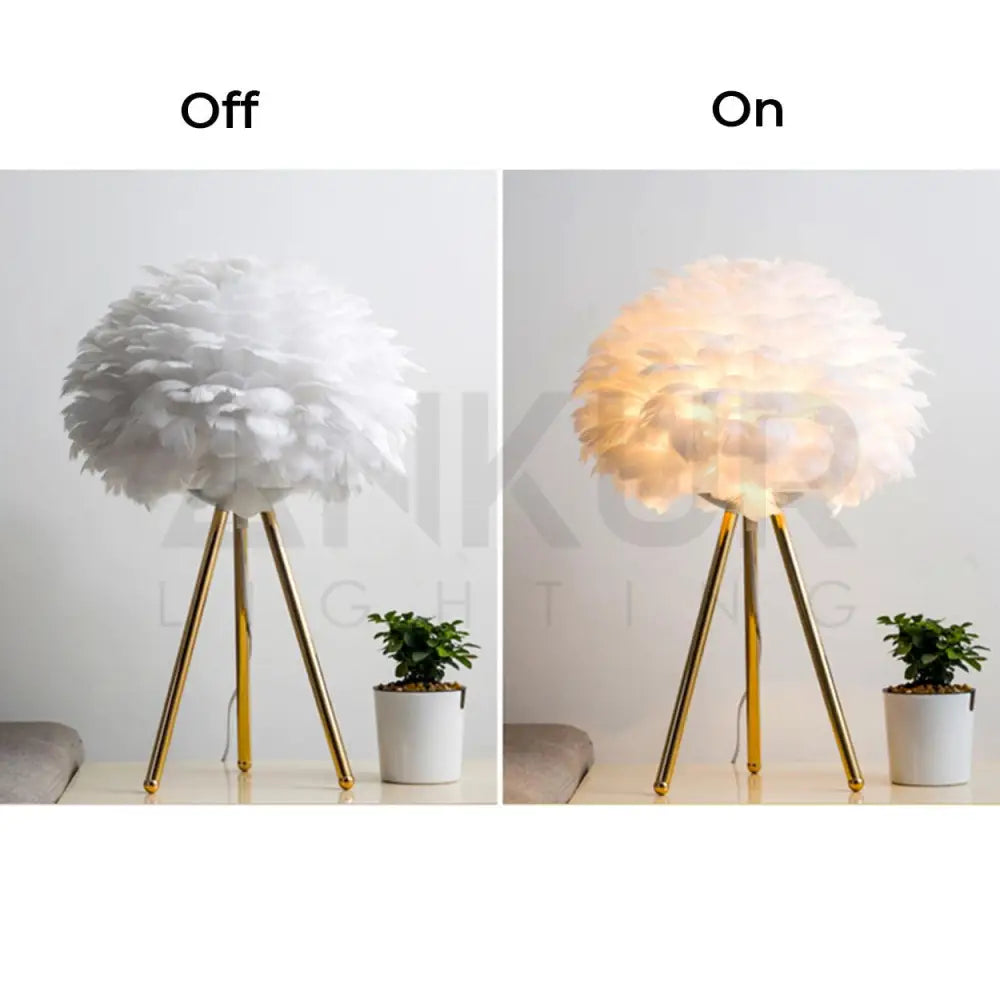 GOOSE FEATHER TABLE LAMP BEDSIDE LAMP - Ankur Lighting