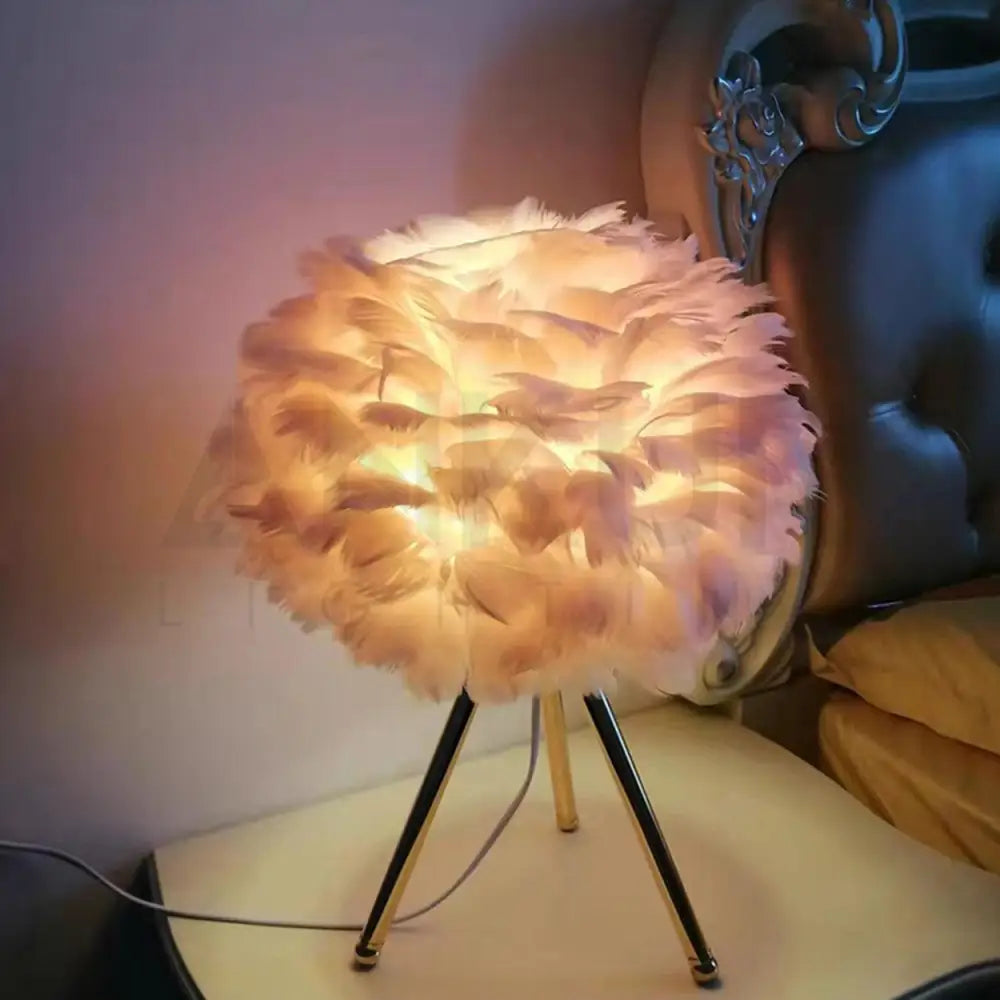 GOOSE FEATHER TABLE LAMP BEDSIDE LAMP - Ankur Lighting