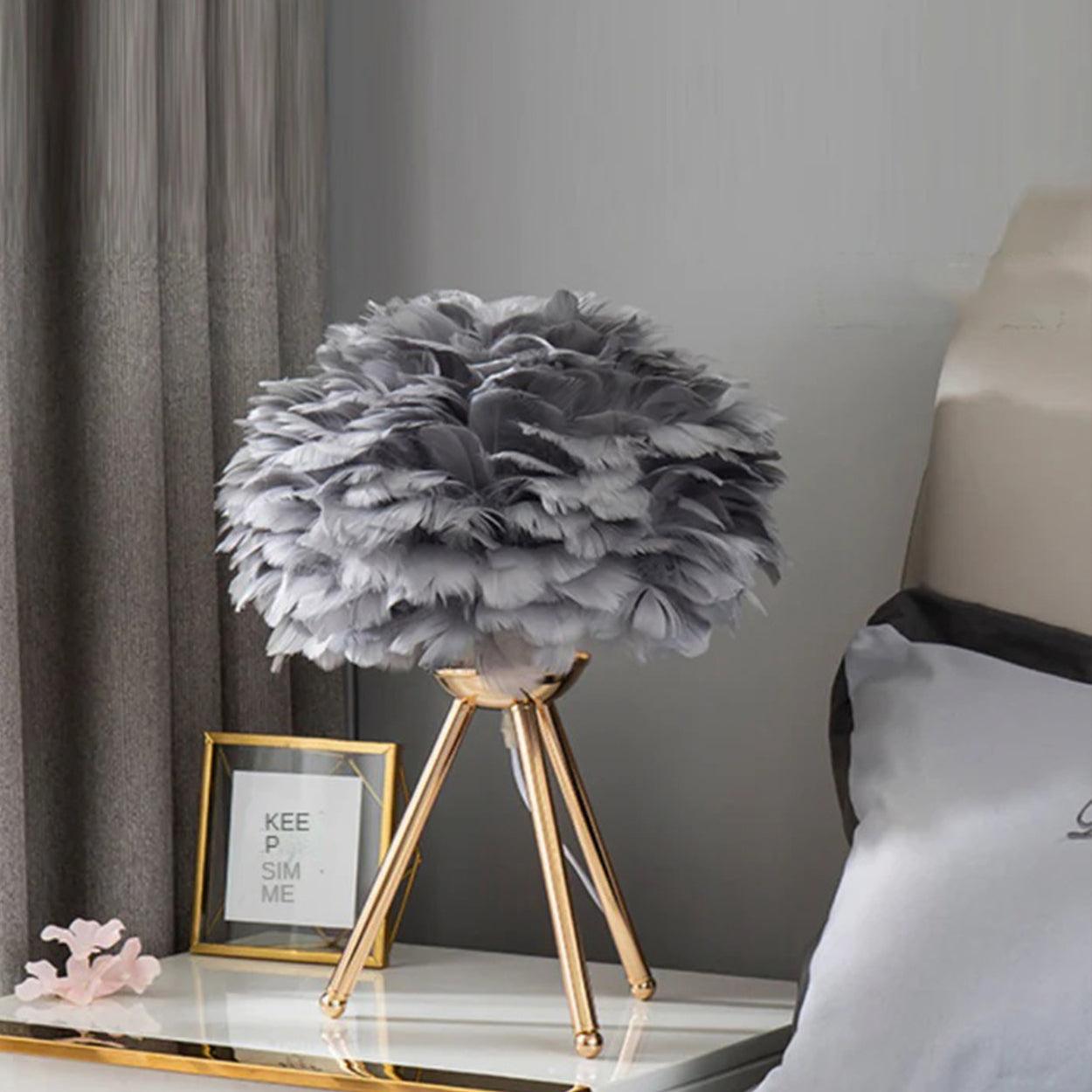 GOOSE FEATHER TABLE LAMP BEDSIDE LAMP - Ankur Lighting