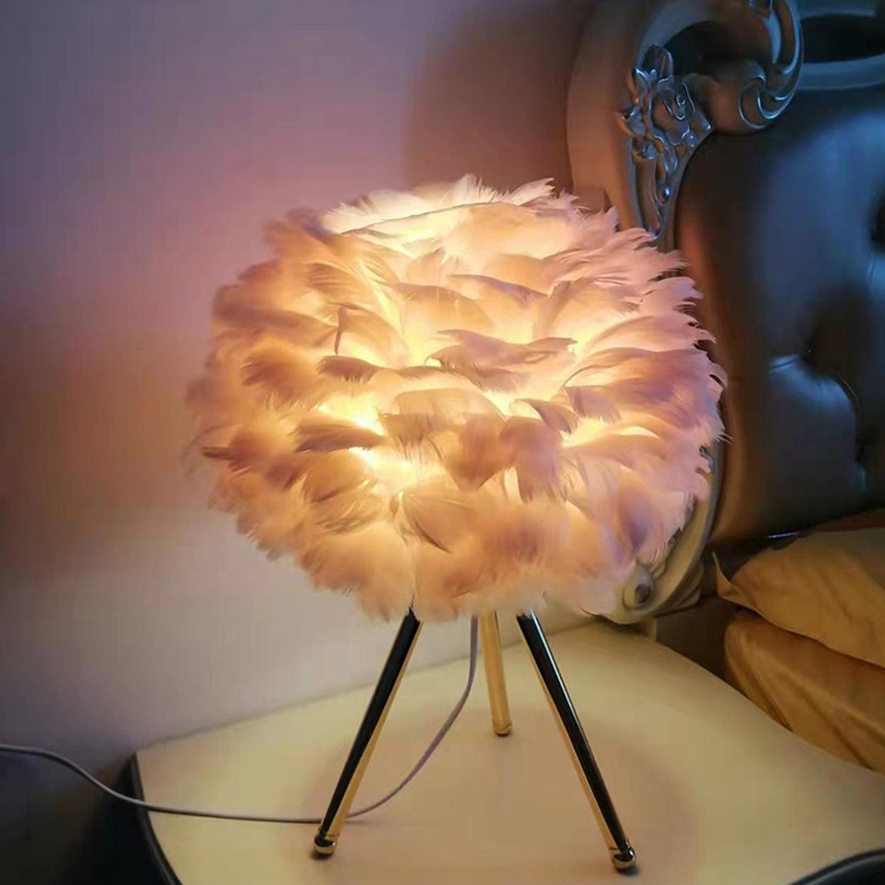 GOOSE FEATHER TABLE LAMP BEDSIDE LAMP - Ankur Lighting