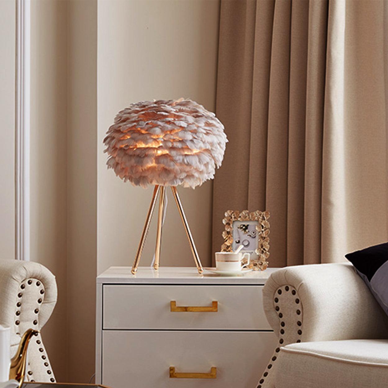 GOOSE FEATHER TABLE LAMP BEDSIDE LAMP - Ankur Lighting