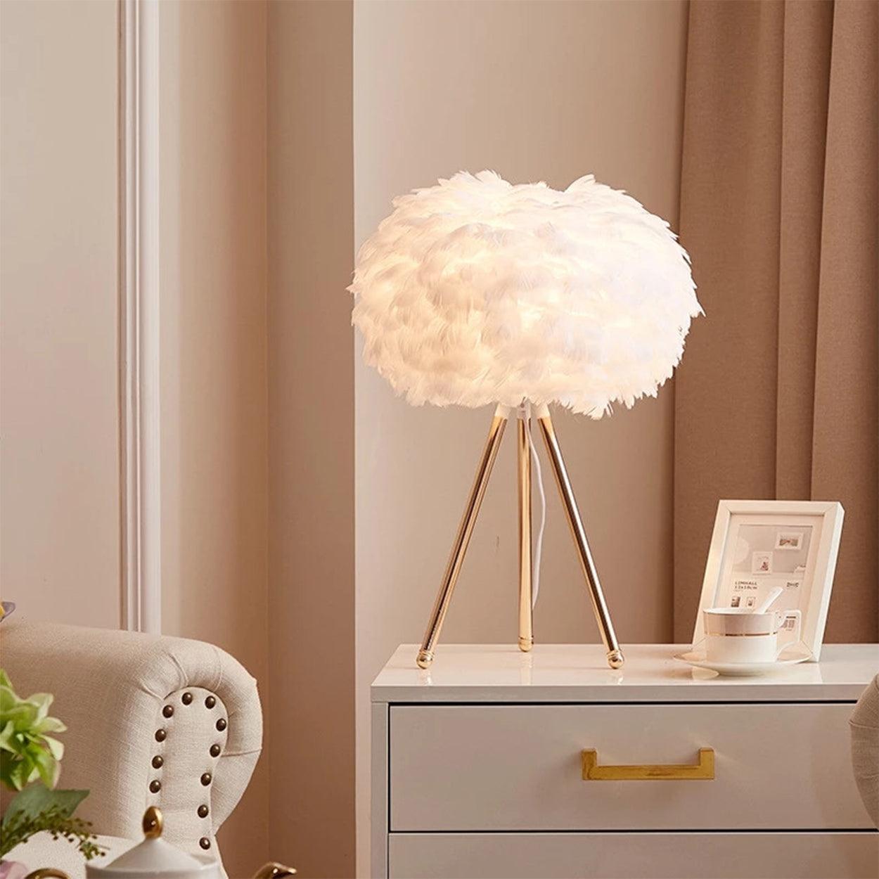 GOOSE FEATHER TABLE LAMP BEDSIDE LAMP - Ankur Lighting