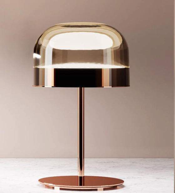 ANKUR CLASSY COPPER FINISH METAL AND GLASS BASED BEDSIDE TABLE LAMP